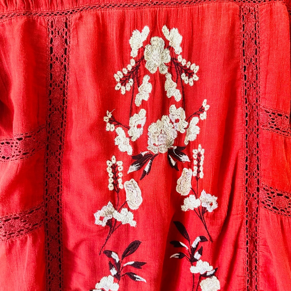 Free People Perfect Victorian rust mini Dress embroireded mini Dress - Picture 5 of 6